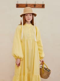 Yellow - Crew neck - Unlined - Modest Dress