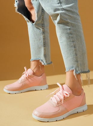 Powder Pink - Sport - Faux Leather - Sports Shoes - Pembe Potin