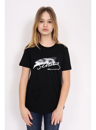 Black - Girls` T-Shirt - Toontoy