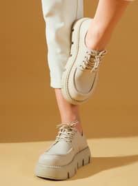 Casual - Beige - Faux Leather - Casual Shoes