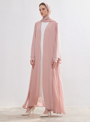 Powder Pink - Unlined - V neck Collar - Abaya - AL SHEIKHA