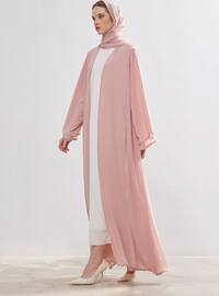Powder Pink - Unlined - V neck Collar - Abaya