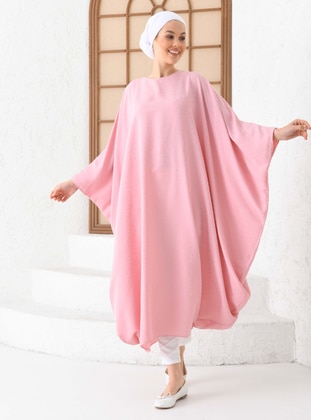 Kendinden Puantiye Desenli Elbise - Pudra - Filizzade