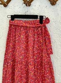 Red - Floral - Unlined - Skirt