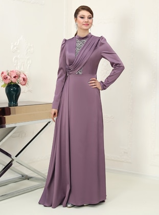 Lavender - Fully Lined - Crew neck - Modest Evening Dress - Azra Design