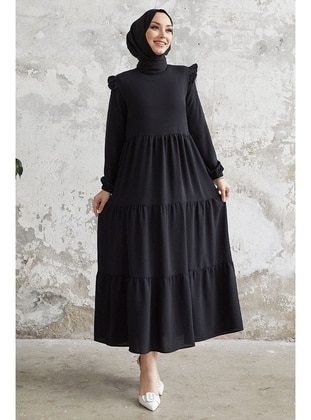 Black - Crew neck - Unlined - Modest Dress - InStyle
