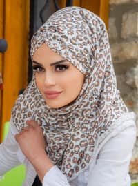 White - Printed - Instant Scarf