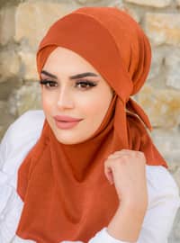 قرميدي - من لون واحد - حجابات جاهزة