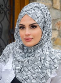 Black - White - Printed - Instant Scarf