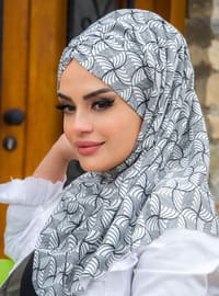 Black - White - Printed - Instant Scarf