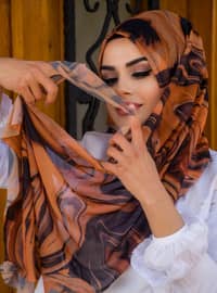 قرميدي - منمق - من لون واحد - حجابات جاهزة