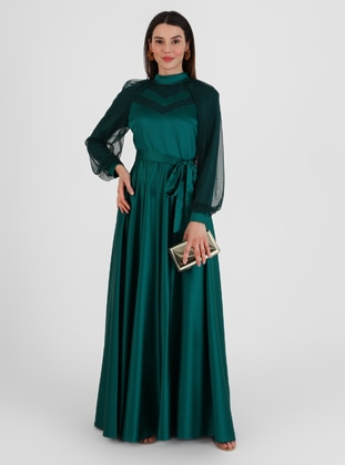 Emerald - Fully Lined - Polo neck - Modest Evening Dress  - Semra Aydın