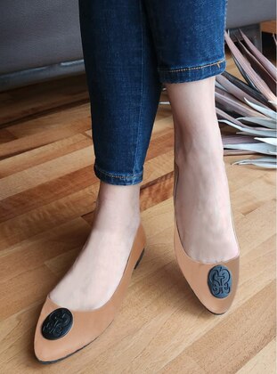 Casual - Nude - Faux Leather - Casual Shoes - Renkli Butik