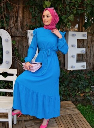 Blue - Modest Dress - Locco Moda
