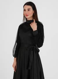 Black - Fully Lined - Polo neck - Modest Evening Dress