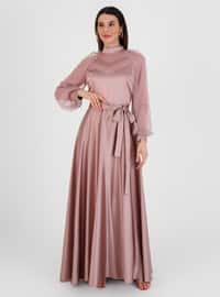 Powder Pink - Fully Lined - Polo neck - Modest Evening Dress