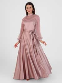 Powder Pink - Fully Lined - Polo neck - Modest Evening Dress