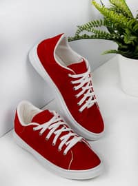 Red - Sport - Faux Leather - Sports Shoes