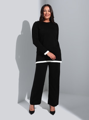 Black - Plus Size Knit Co-ords - Alia