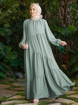 Mint Green - Unlined - Modest Dress - Neways