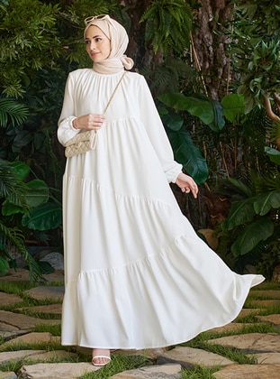 White - Unlined - Modest Dress - Neways
