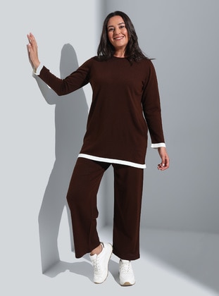 Brown - Plus Size Knit Co-ords - Alia