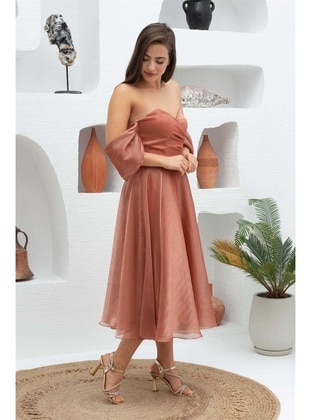 Fully Lined - 1000gr - Copper Color - Evening Dresses - Carmen