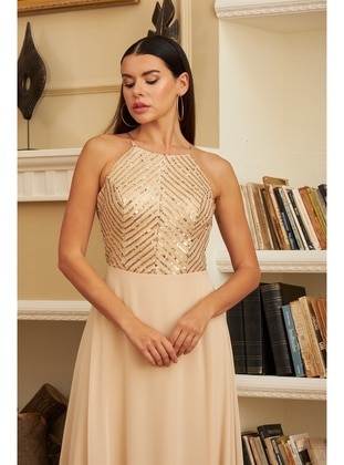 Fully Lined - 1000gr - Gold Color - Evening Dresses - Carmen