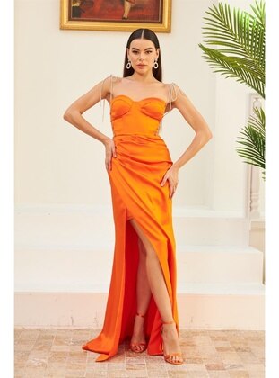 Orange - Fully Lined - 1000gr - Evening Dresses - Carmen