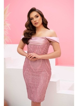 Fully Lined - 1000gr - Powder - Evening Dresses - 6IXTY8IGHT