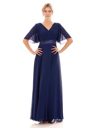 Saxe Blue - Fully Lined - 1000gr - Double-Breasted - Evening Dresses - Carmen