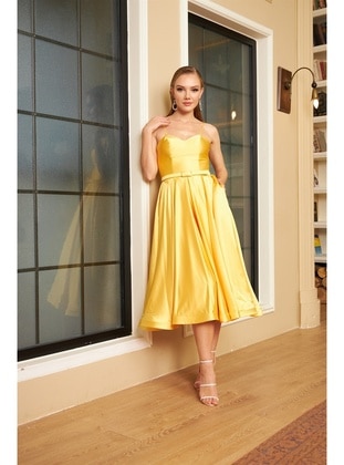 Fully Lined - 1000gr - Yellow - Evening Dresses - Carmen