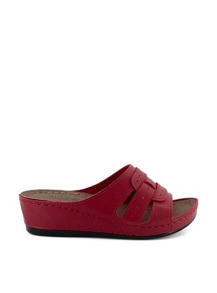 Red - Slippers - Ayakkabı Fuarı