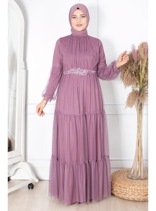 Lilac - Modest Plus Size Evening Dress - MFA Moda