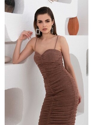 Fully Lined - 1000gr - Copper Color - Evening Dresses - Simmore