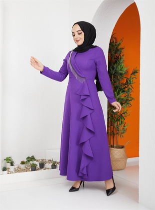 Purple - Modest Evening Dress - Akra Moda