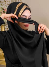 أسود - ذهبي - حجابات جاهزة