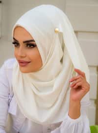 أبيض - من لون واحد - حجابات جاهزة