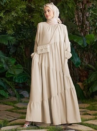 Beige - Unlined - Modest Dress