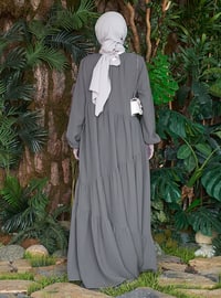 Grey - Unlined - Modest Dress