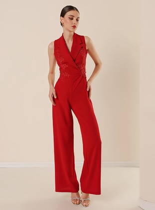 Double-Breasted - Red - Evening Jumpsuits - By Saygı