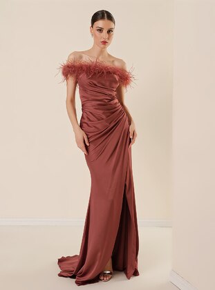 Fully Lined - Copper color - Evening Dresses - By Saygı