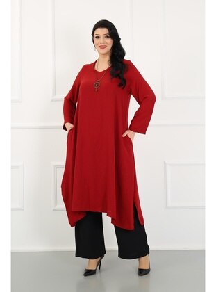 Burgundy - Plus Size Dress - By Alba Collection