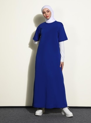 Saxe Blue - Crew neck - Unlined - Modest Dress- Benin