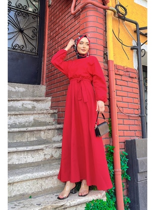 Red - Modest Dress - Liz Butik