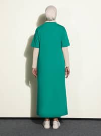 Forest Green - Crew neck - Unlined - Modest Dress