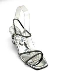 Silver color - High Heel - Faux Leather - Evening Shoes