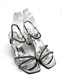 Silver color - High Heel - Faux Leather - Evening Shoes