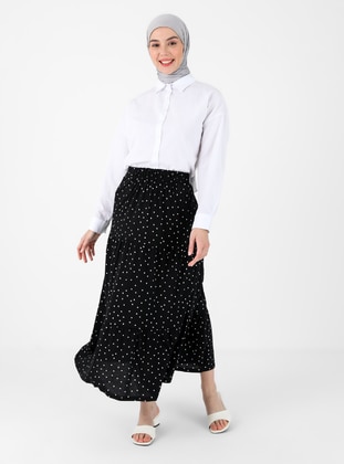 Black - Polka Dot - Unlined - Skirt - Respiro