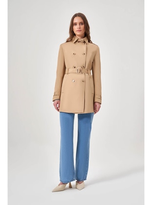 Beige - Trench Coat - MIZALLE